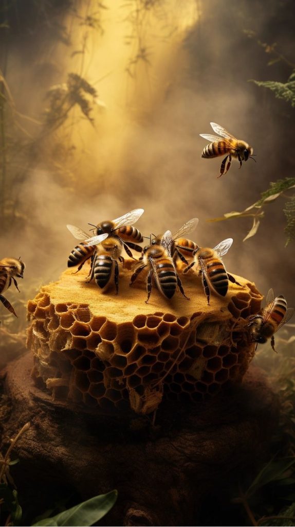 Honey is produced by bees